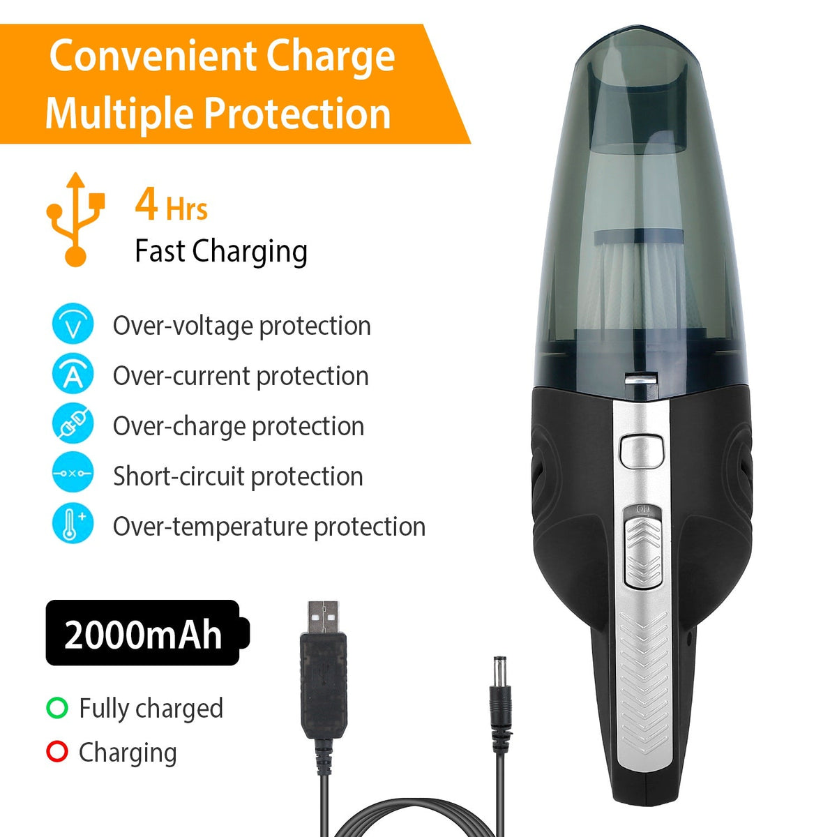 Car Handheld Vacuum Cleaner Cordless Rechargeable Hand Vacuum Portable