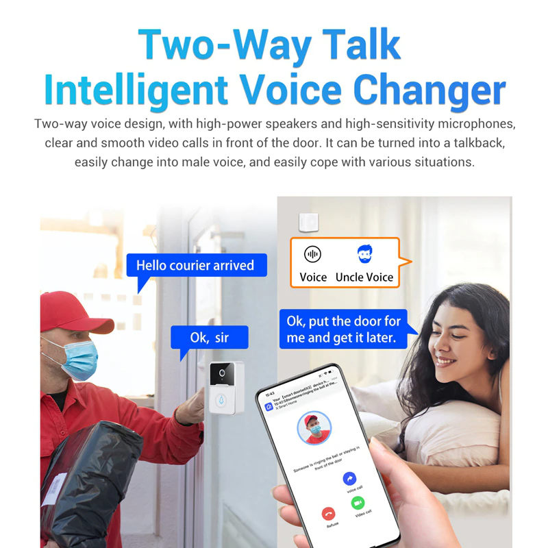 Wireless Security Smart WiFi Doorbell Intercom Video Camera Door Ring