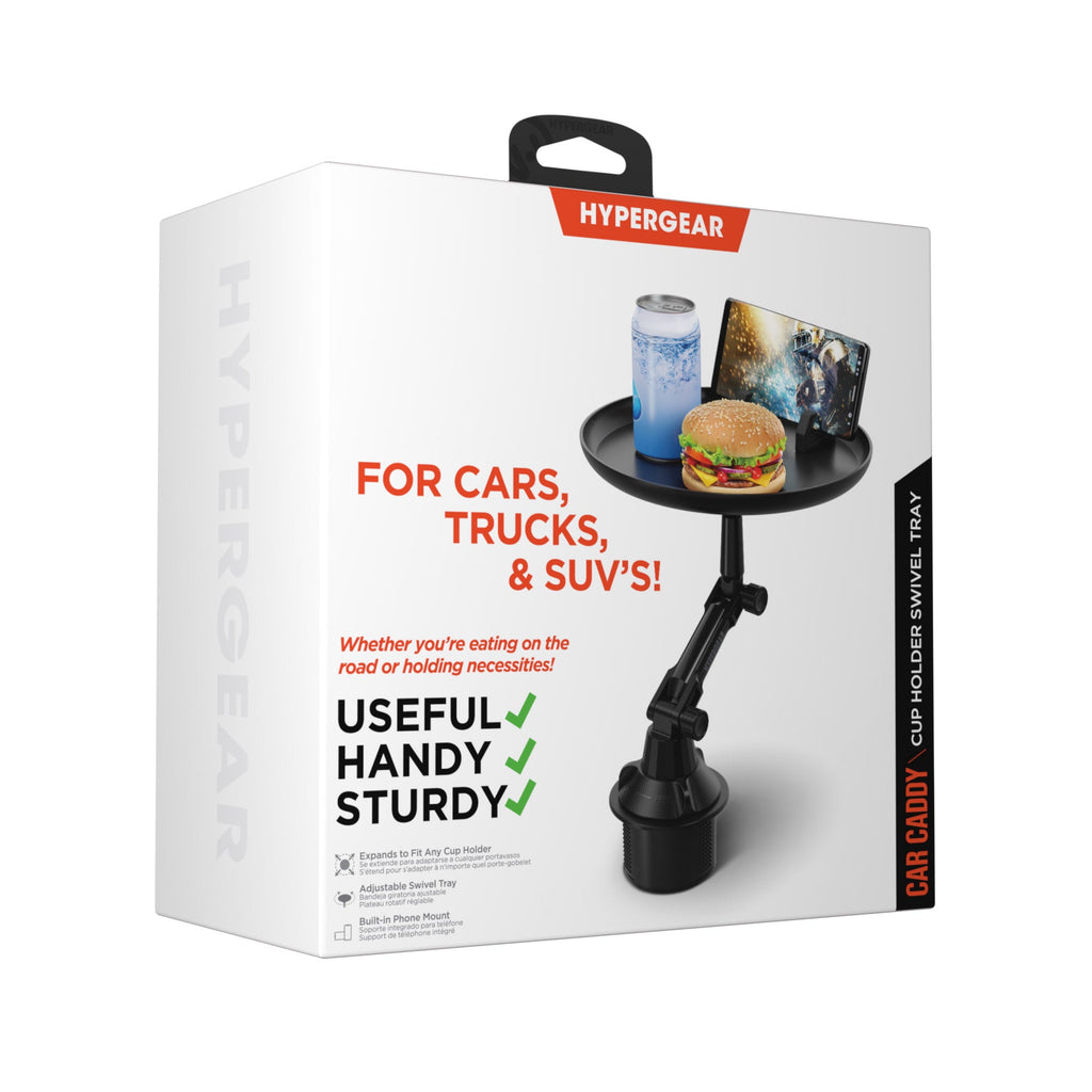 HyperGear Car Caddy Cup Holder Swivel Tray Expandable w Phone Mount