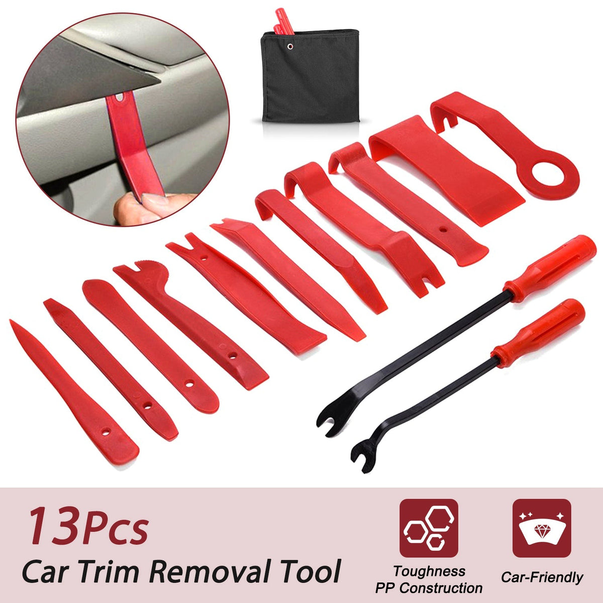13 Pcs Car Trim Removal Tool Auto Door Panel Clip Dash Plastic