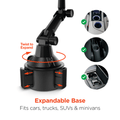 HyperGear Car Caddy Cup Holder Swivel Tray Expandable w Phone Mount